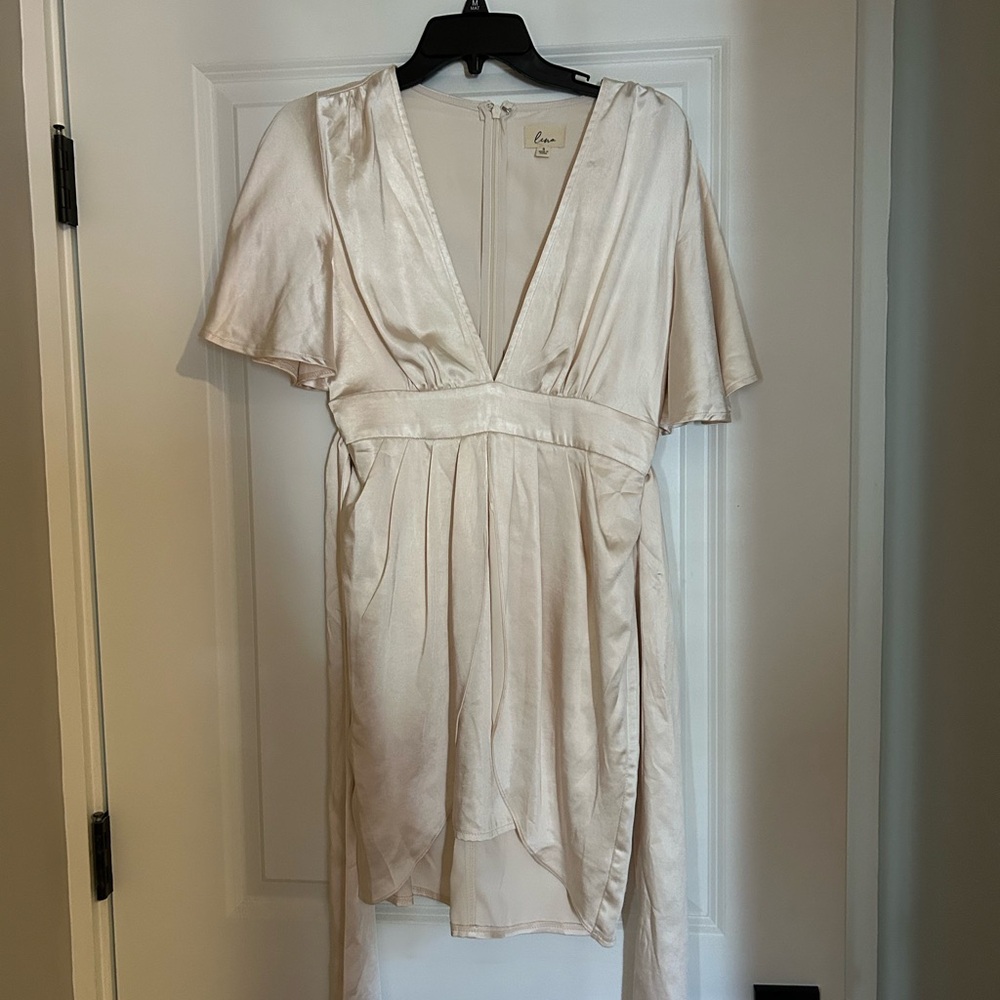 Elegant Cream V-Neck Dress
